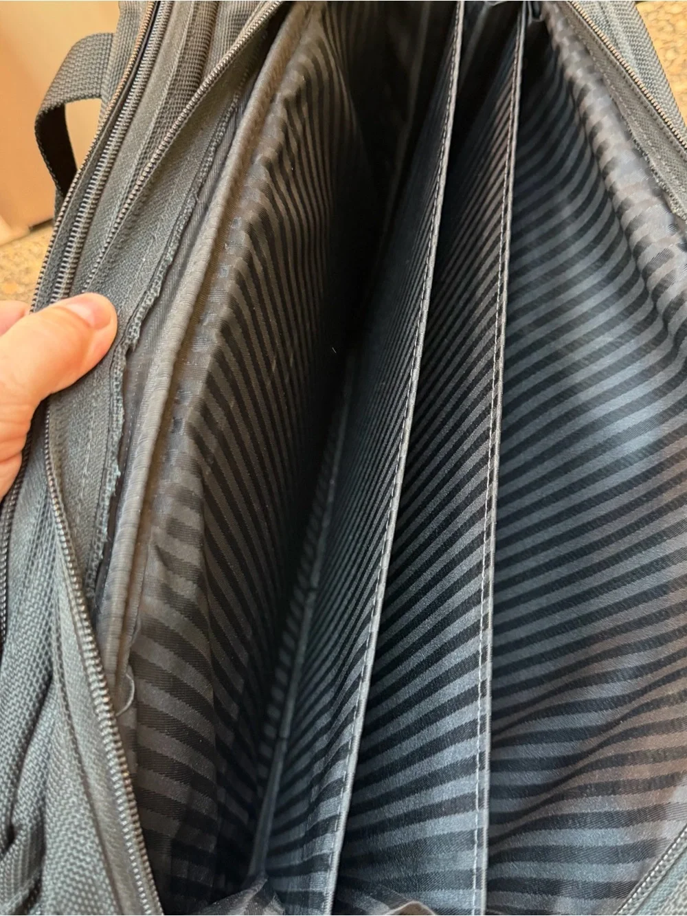 Black Men's Briefcase Laptop Bag - large three compartment Tumi